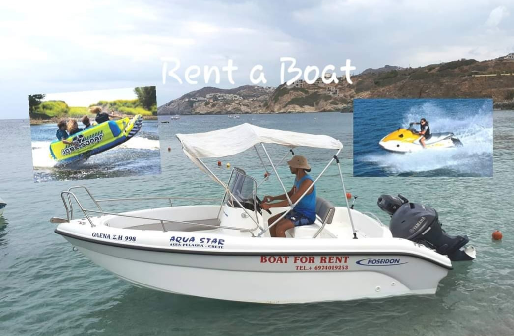 boat rentals in agia pelagia &water sports Crete- Greece