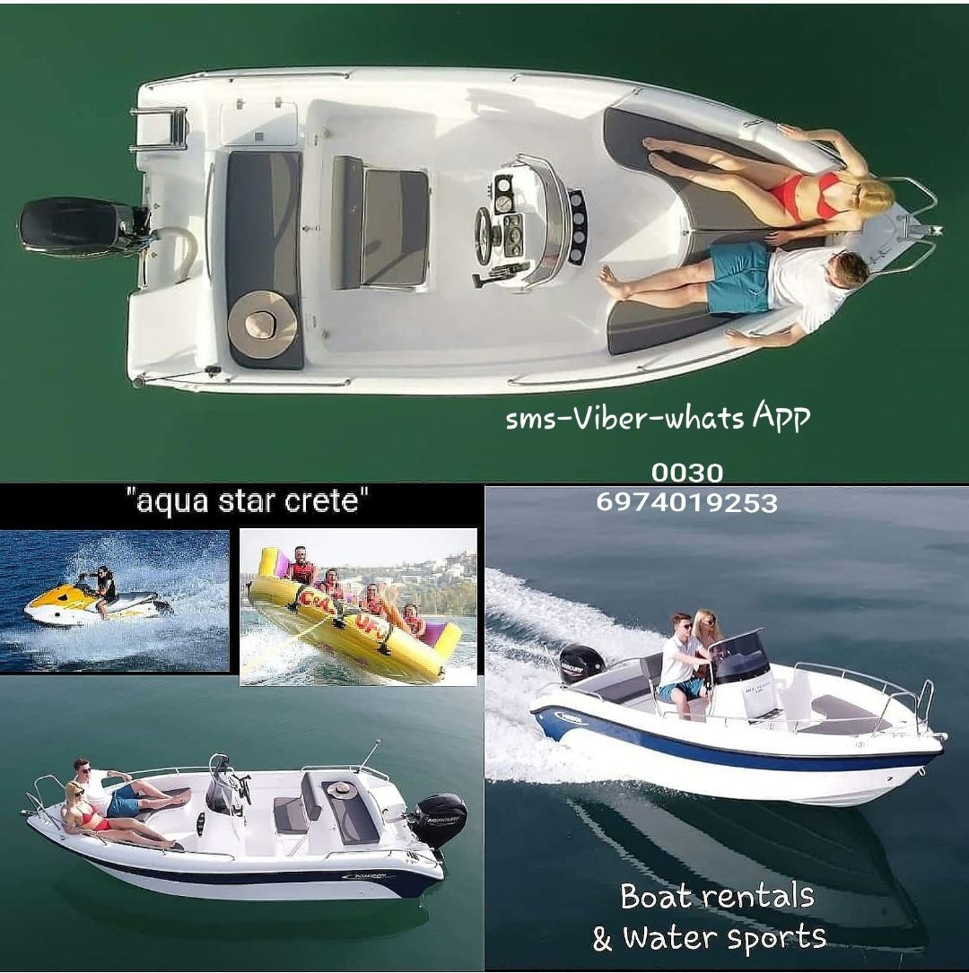 rent a boat, bootsveleih, bootverhuur, location de bateaux,agia pelagia Crete ,jet ski